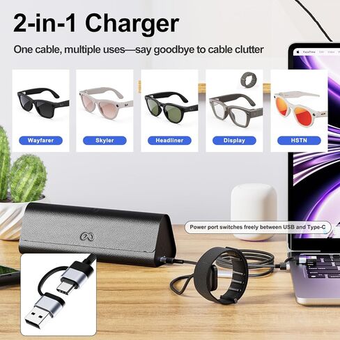 Magnetic Charger for Meta Ray-Ban Display Glasses, TanReginal 2-in-1 Accessories for Meta Ray-Ban Display & Neural Band, Fast Snap-On Magnetic Charging Cable with Overvoltage/Overheat Protection in Kuwait