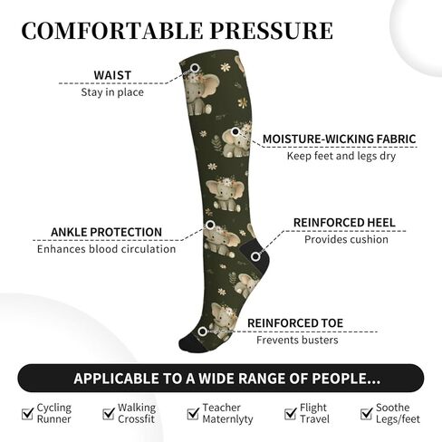 Cute Honey Bee Compression Socks Women Men, Knee High Support Stockings For Nurse Running Travel Athletic in Saudi Arabia