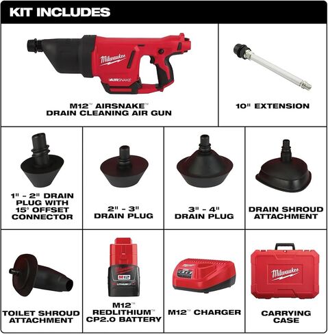 Milwaukee Electric - M12 AIRSNAKE Drain Cleaning AIR Gun KIT in Saudi Arabia