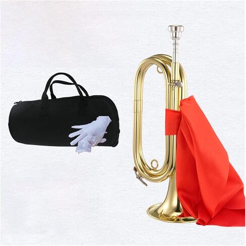 B-Flat Bugle Trumpet - Brass Military School Band Instrument, for School Band Cavalry Beginner Orchestra (03) in Saudi Arabia