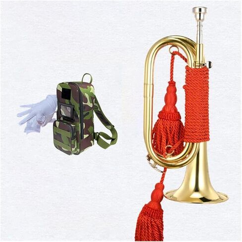B-Flat Bugle Trumpet - Brass Military School Band Instrument, for School Band Cavalry Beginner Orchestra (03) in Saudi Arabia