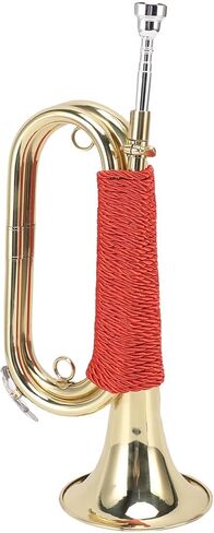 WALFRONT Brass Cavalry Bugle Horn Gold Plated with Red Braided Handle Bright Sound for School Band Beginner Orchestra in Saudi Arabia