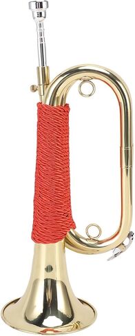 WALFRONT Brass Cavalry Bugle Horn Gold Plated with Red Braided Handle Bright Sound for School Band Beginner Orchestra in Saudi Arabia