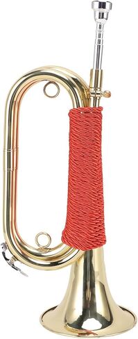 WALFRONT Brass Cavalry Bugle Horn Gold Plated with Red Braided Handle Bright Sound for School Band Beginner Orchestra in Saudi Arabia