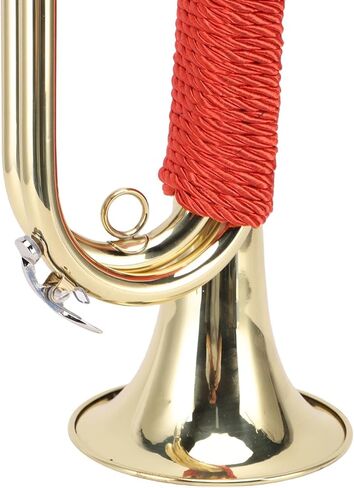 WALFRONT Brass Cavalry Bugle Horn Gold Plated with Red Braided Handle Bright Sound for School Band Beginner Orchestra in Saudi Arabia