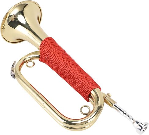 WALFRONT Brass Cavalry Bugle Horn Gold Plated with Red Braided Handle Bright Sound for School Band Beginner Orchestra in Saudi Arabia