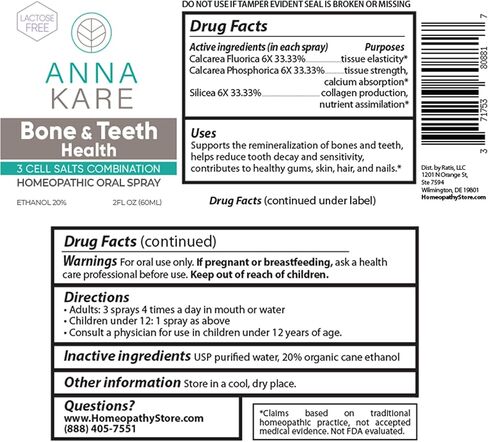 Bone & Teeth Health Cell Salts – 3 Schuessler Cell Salts Blend for Bone & Dental Health, Tooth Remineralization, Cavity Protection & Gum Support | 60 ml Oral Spray for Kids & Adults by AnnaKare in Saudi Arabia