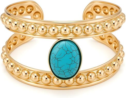 Gold Western Bracelets for Women Boho Turquoise Cuff Bracelet Country Concert Outfits Cowboy Chic Cowgirl Accessorie 2025 Fashion Jewelry in Saudi Arabia