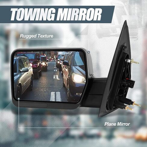 مرايا سحب سلالة السيارات المتوافقة مع Ford F150 2004-2014 ، الطاقة اليمنى للركاب الطاقة القابلة للتمديد تسخينها مع عوامل التعزيز المرايا الجانبية ، الأسود 04 05 06 07 08 09 10 11 12 13 14 in Kuwait