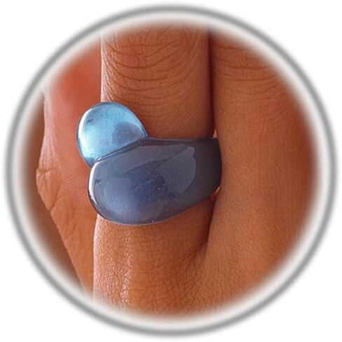 Chunky Resin Twist Stackable Ring for Women,Boho Cute Multicolor Thick Acrylic Statement Ring Trendy Aesthetic Y2k Colorful Knuckle Finger Jewelry in Kuwait