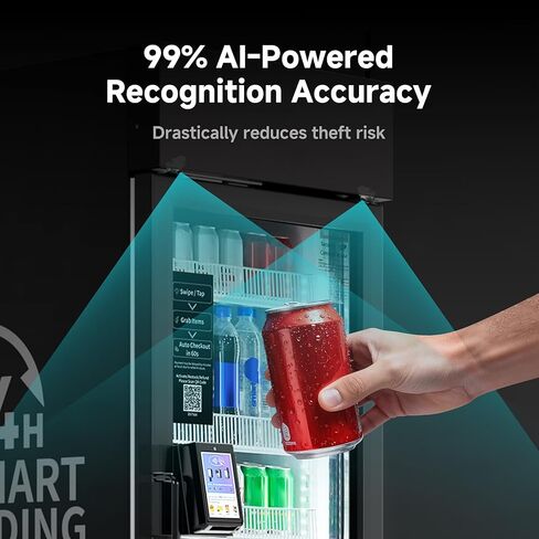 AI Vending Machine with Self-Checkout - DC360 Combo Refrigerated Vending for Fresh Food, Snacks & Cold Beverages - Real Time Inventory - Ideal for Office, School, Hospital, Gym (Black) in Saudi Arabia