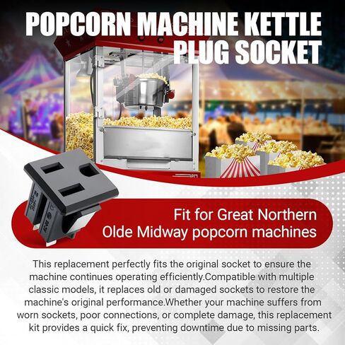 Popcorn Plug Socket Replacement Kit Fit for Great Northern Olde Midway Popcorn Machine Kettle Plug Socket (1Pcs) in Saudi Arabia