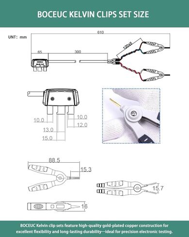 Handheld LCR Kelvin Test Clip Leads, Universal 4-Wire Test Leads for SMD Chip, Compatible with DE-5000 LCR Meter in Saudi Arabia