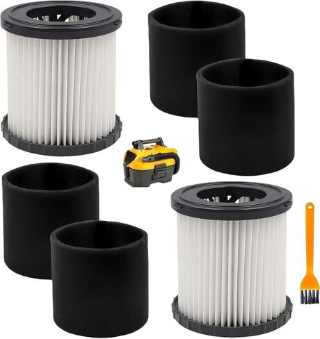 DCV5801H HEPA Filter for DEWALT DCV580H/DCV581H 20V MAX Wet/Dry Vac - Includes Box packaging, 2 high-efficiency particulate air filters, 4 foam sleeve filters, 1 cleaning brush in Kuwait