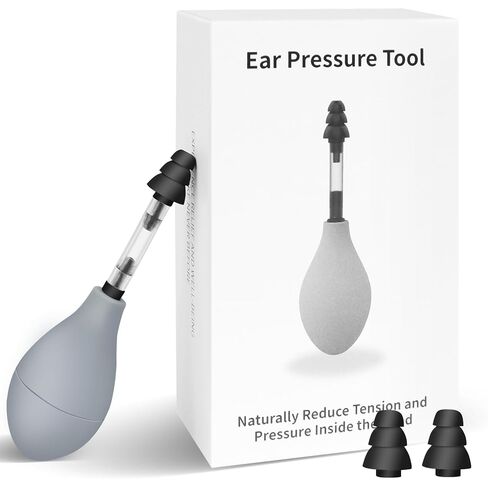 Ear Pressure Relief Device, Natural Migraine and Headache Relief Products, Targets Inner Ear Pressure, Comes with 3 Sizes of Earplugs – Great for Post-Flying Discomfort (Grey) in Saudi Arabia