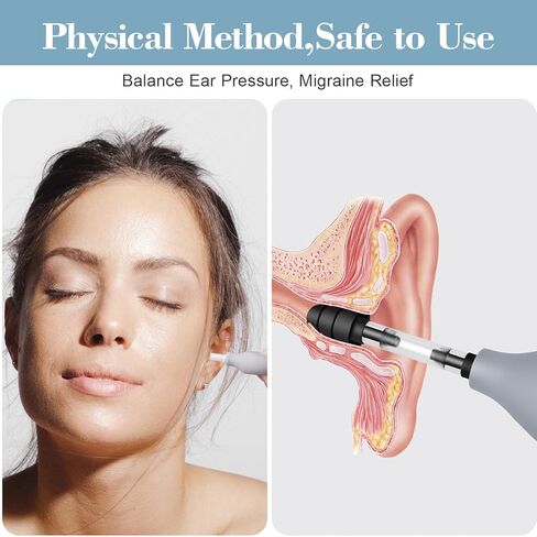 Ear Pressure Relief Device, Natural Migraine and Headache Relief Products, Targets Inner Ear Pressure, Comes with 3 Sizes of Earplugs – Great for Post-Flying Discomfort (Grey) in Saudi Arabia
