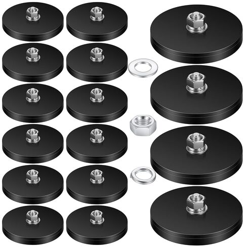 16 Pack Rubber Coated Magnets, Neodymium Magnet Base with M5 Magnetic Assembly Base, Strong Mounting Stud Magnet Black Rare Earth Magnets for Light Bar Mirror Camera Tool (1.69 Inch) in Saudi Arabia