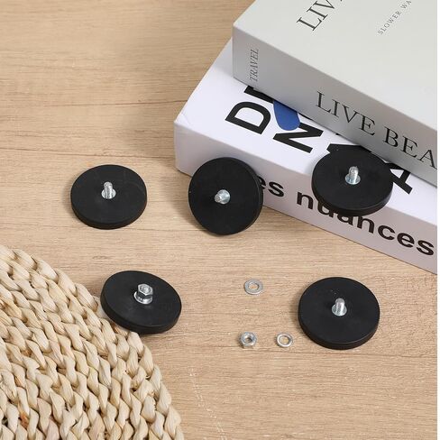 16 Pack Rubber Coated Magnets, Neodymium Magnet Base with M5 Magnetic Assembly Base, Strong Mounting Stud Magnet Black Rare Earth Magnets for Light Bar Mirror Camera Tool (1.69 Inch) in Saudi Arabia