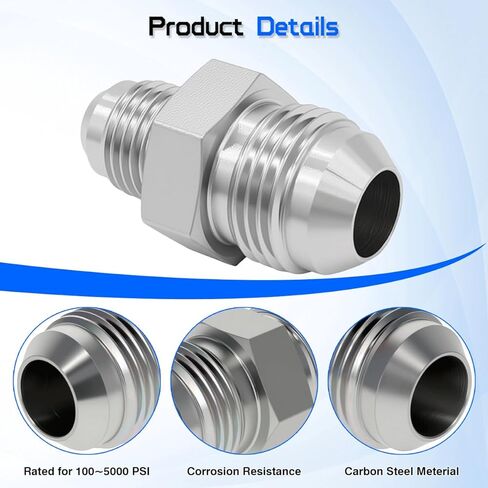 Hydraulic Hose Connector SAE J514 Standard 1/2" Male JIC 37° Flare × 3/8" Male JIC Flared Straight Tube Joints Adapter Fitting 2403-08-06 Carbon Steel (2 PACK) in Kuwait