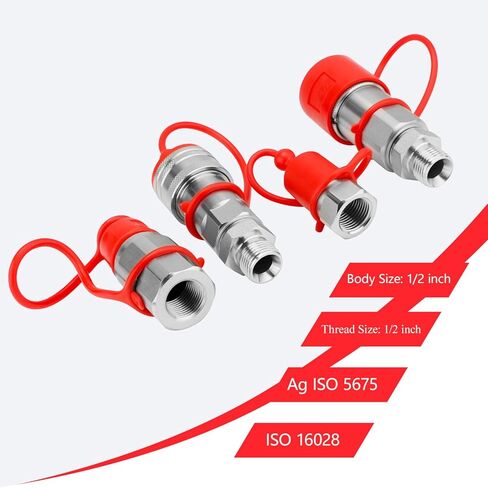 1/2 "وجه مسطح بايونير ستايل هيدروليكي سريع التوصيل ISO16028 إلى Ag ISO5675 مع غطاء غبار in Kuwait
