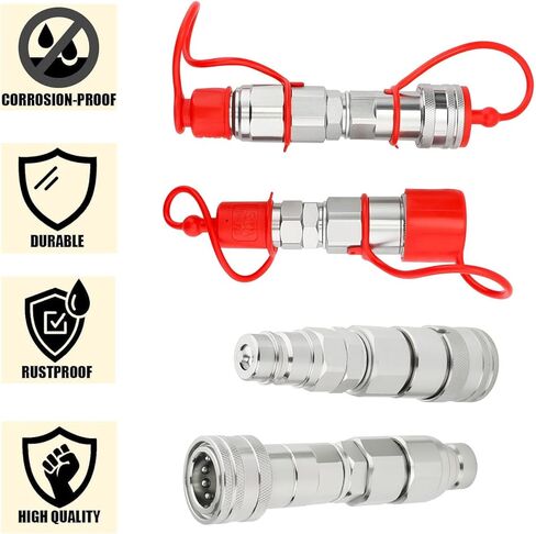 1/2 "وجه مسطح بايونير ستايل هيدروليكي سريع التوصيل ISO16028 إلى Ag ISO5675 مع غطاء غبار in Kuwait