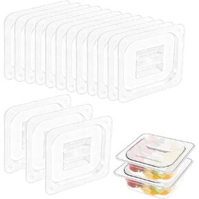 15 Pcs Polycarbonate Hotel Pan Lids with Handle 1/6 Size Universal Handled Food Pan Lid Clear Plastic Steam Table Pan Lid Food Storage Containers Covers for Restaurant Hotel Commercial（6.9"x 6.3"） in Kuwait