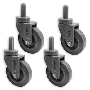 HOPES Utility Cart Caster Wheels Set of 4, Rubber Swivel Casters with 7/16" Grip Ring Stem and 19/32" Sleeves, Smooth Rolling Caster for Mop Bucket & Cleaning Carts (7/16inch-brake, 3inch-440lbs) in Saudi Arabia