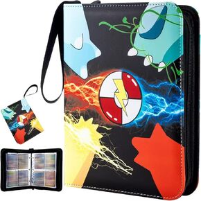 Trading Card Binder 4 Pocket, Card Binder 400 Pockets Card Book Holder with 50 Removable Sleeves, PU material and waterproof,Portable Collectible Game Card Albums Gifts for Boys and Girls in Saudi Arabia