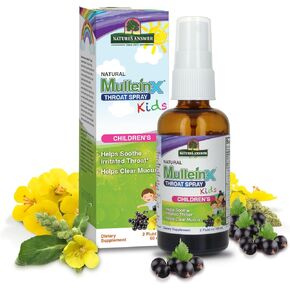 إجابة الطبيعة Mullein X Kids Throat Spray 2oz - خالي من الغلوتين، نباتي، خالي من الكحول، غير معدل وراثيا، يزيل المخاط، يهدئ الحلق المتهيج، صنع في الولايات المتحدة الأمريكية - دعم للأطفال والصغار - حجم السفر in Kuwait