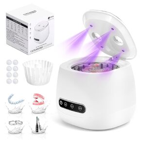 آلة تنظيف التجنيب بالموجات فوق الصوتية المطورة 52 كيلو هرتز 200 مل، تنظيف عميق لأطقم الأسنان والأقواس والمحاذاة وفرشاة الأسنان والمجوهرات والمزيد باللون الأبيض in Kuwait
