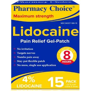 4% ليدوكائين أقصى قوة جل لتخفيف الآلام، رقعة جل مخدرة للظهر والكتف والعضلات والمفاصل وتخفيف آلام الركبة، 15 قطعة in Kuwait