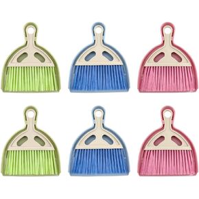 6 Pack Mini Dustpan and Brush Set - Small Whisk Broom with Handle, Nesting Tiny Cleaning Broom & Dust Pan, Handheld Cleaner for Table, Desk, Keyboard, Cars & Pet Nests in Kuwait