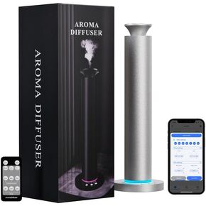 Waterless Scent Diffuser Machine with 4 Lights and Breathing Lights Modes Max Coverage 2500 sq.ft. Essential Oil Diffusers Fragrance Large Room Rechargeable App Remote Control Secret Silver in Kuwait