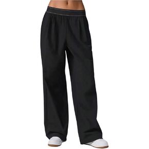 MakeMeChic Women's Wide Leg Workout Pants Quick Dry Low Waist Athletic Pants Active Wear in Kuwait
