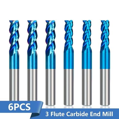 6 قطع كربيد نهاية قاطعة الطاحونة 3 الناي راوتر بت نانو الأزرق طلاء الألومنيوم قطع طحن أداة معدنية in Kuwait