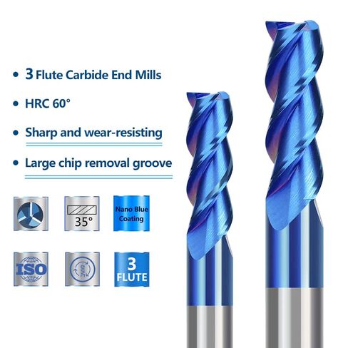 6 قطع كربيد نهاية قاطعة الطاحونة 3 الناي راوتر بت نانو الأزرق طلاء الألومنيوم قطع طحن أداة معدنية in Kuwait