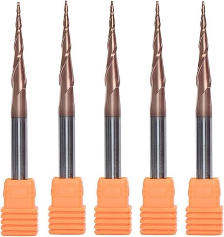 5pcs / Lot 2-Flute Tapered Ball Nose End Mills Tungsten Carbide Cutter HRC62 Coated D4 D6 Solid 4mm 6mm Router Bits CNC Taper Wood Metal Cutters Cone Mill(5PC R0.75 15 50 D4) in Kuwait