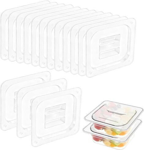 15 Pcs Polycarbonate Hotel Pan Lids with Handle 1/6 Size Universal Handled Food Pan Lid Clear Plastic Steam Table Pan Lid Food Storage Containers Covers for Restaurant Hotel Commercial（6.9"x 6.3"） in Kuwait