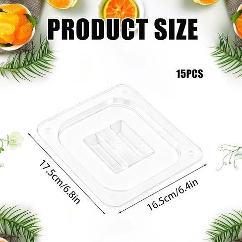 15 Pcs Polycarbonate Hotel Pan Lids with Handle 1/6 Size Universal Handled Food Pan Lid Clear Plastic Steam Table Pan Lid Food Storage Containers Covers for Restaurant Hotel Commercial（6.9"x 6.3"） in Kuwait