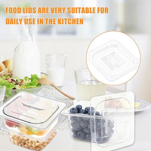 15 Pcs Polycarbonate Hotel Pan Lids with Handle 1/6 Size Universal Handled Food Pan Lid Clear Plastic Steam Table Pan Lid Food Storage Containers Covers for Restaurant Hotel Commercial（6.9"x 6.3"） in Kuwait