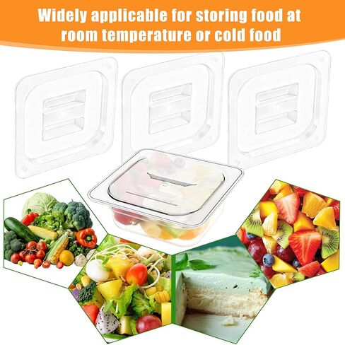 15 Pcs Polycarbonate Hotel Pan Lids with Handle 1/6 Size Universal Handled Food Pan Lid Clear Plastic Steam Table Pan Lid Food Storage Containers Covers for Restaurant Hotel Commercial（6.9"x 6.3"） in Kuwait