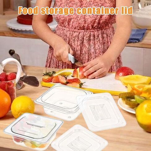 15 Pcs Polycarbonate Hotel Pan Lids with Handle 1/6 Size Universal Handled Food Pan Lid Clear Plastic Steam Table Pan Lid Food Storage Containers Covers for Restaurant Hotel Commercial（6.9"x 6.3"） in Kuwait