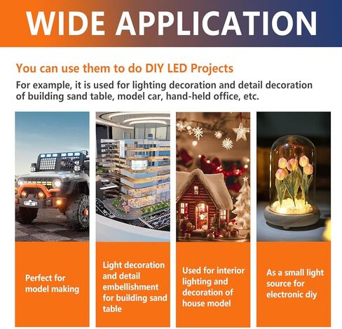 60 قطعة 12 فولت 5 مللي متر صغيرة صغيرة LED انبعاث ديود خيوط عدة سلكية مسبقًا مع حامل (6 ألوان × 10 قطعة) للحرف اليدوية النموذجية DIY in Kuwait