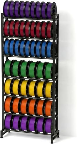 3D Printer Filament Rack, 7-Tier Heavy Duty Filament Storage Shelf, Reinforced Steel Organizer for PLA PETG ABS TPU Spools, Adjustable for 200g–5kg Filaments, Ideal for Print Farm, Maker Space, Lab in Kuwait