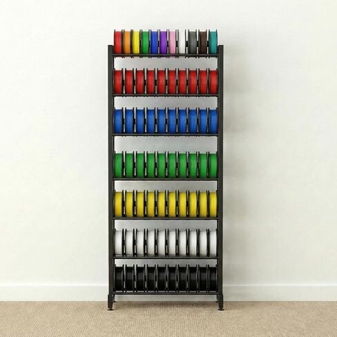 3D Printer Filament Rack, 7-Tier Heavy Duty Filament Storage Shelf, Reinforced Steel Organizer for PLA PETG ABS TPU Spools, Adjustable for 200g–5kg Filaments, Ideal for Print Farm, Maker Space, Lab in Kuwait