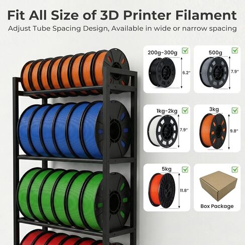 3D Printer Filament Rack, 7-Tier Heavy Duty Filament Storage Shelf, Reinforced Steel Organizer for PLA PETG ABS TPU Spools, Adjustable for 200g–5kg Filaments, Ideal for Print Farm, Maker Space, Lab in Kuwait