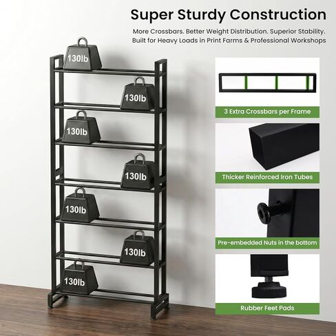 3D Printer Filament Rack, 7-Tier Heavy Duty Filament Storage Shelf, Reinforced Steel Organizer for PLA PETG ABS TPU Spools, Adjustable for 200g–5kg Filaments, Ideal for Print Farm, Maker Space, Lab in Kuwait