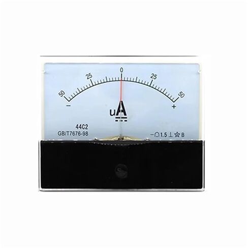 44C2 DC ΜA 50UA 100UA 200UA 300UA 500UA مؤشر لوحة تناظرية نوع مقياس التيار الكهربائي مقياس ميكانيكي أقطاب سلبية إيجابية 1 قطعة (500UA -0-500UA) in Kuwait