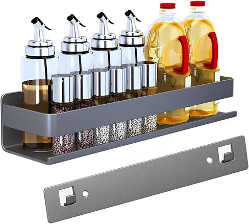 أرفف عائمة مثبتة على الحائط من الفولاذ المقاوم للصدأ خالية من الأظافر أو الحفر للمطبخ والحمام وعملية طلاء الخبز ومقاومة للتآكل والصدأ، مجموعة من 1 رمادي in Kuwait