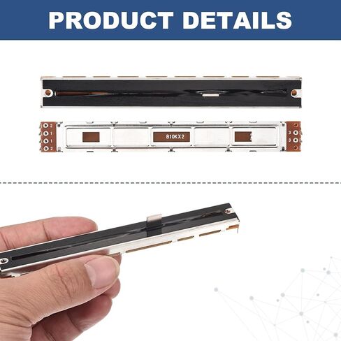 MECCANIXITY 5 قطع مستقيمة مزدوجة خطية منزلق الجهد 8 دبوس B10Kx2 128 مم (L) 100 مم سفر 8 × 8 مم مقبض ترويسة مقاومات متغيرة خلاط مقياس الجهد الإلكتروني لضبط التعتيم in Kuwait